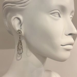 Sample pristine earrings - rhodium plated Swarovski Crystal inlay. NWT